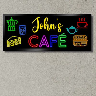 Illuminated Artwork "Neon Cafe Sign" with Personalisation