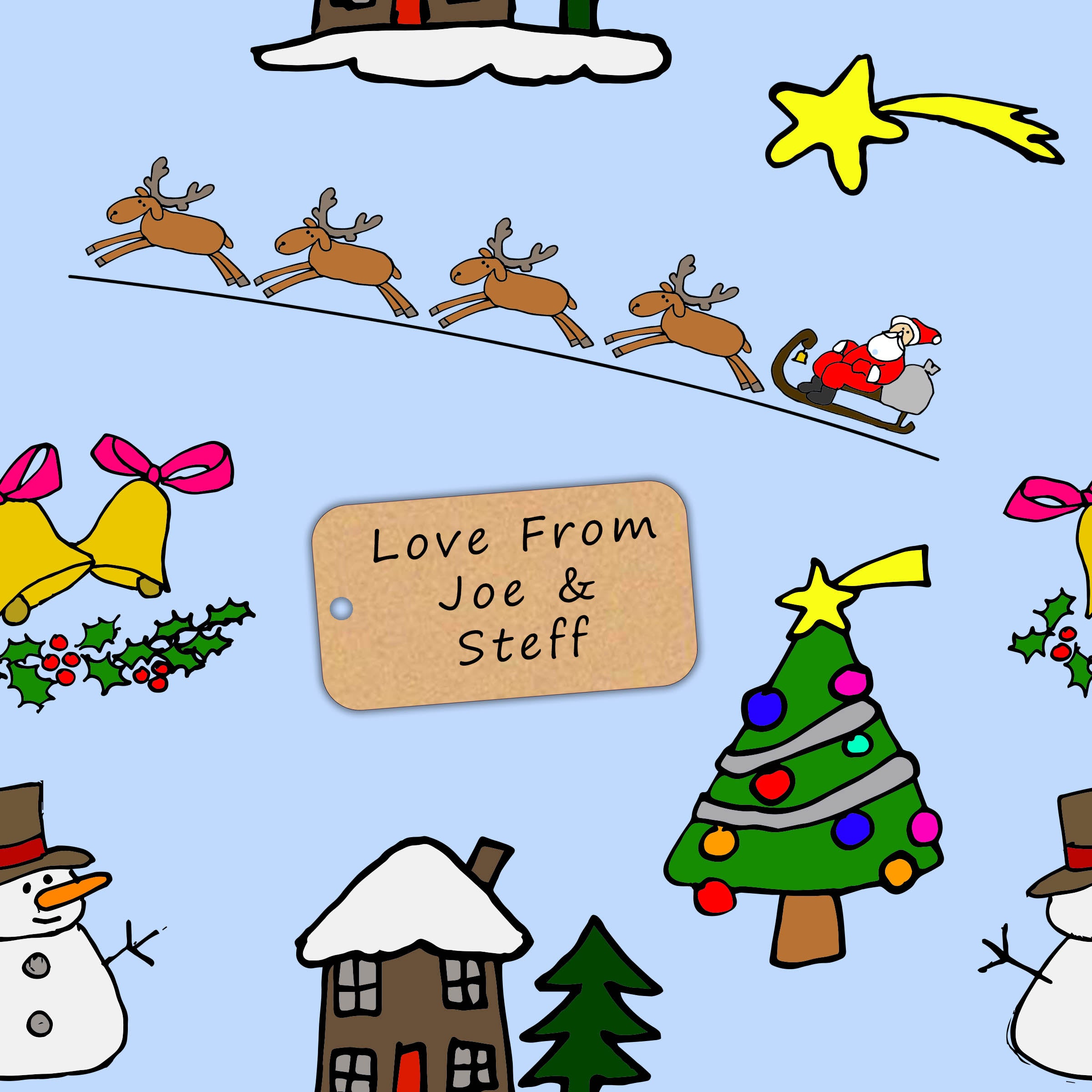 Personalised Christmas Wrapping Paper Design 4 Turned Art personalised-christmas-wrapping-paper-design-4-turned-art