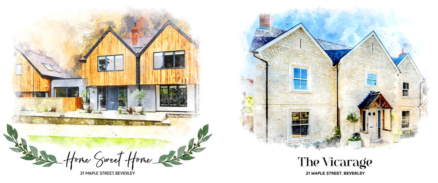 Watercolour house portraits from photos