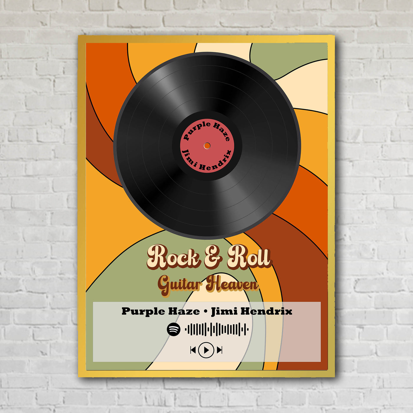 Wall art for music lovers with customer message and song choice