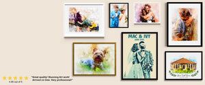 Personalised portraits in watercolor or pop art styles, a unique gift idea