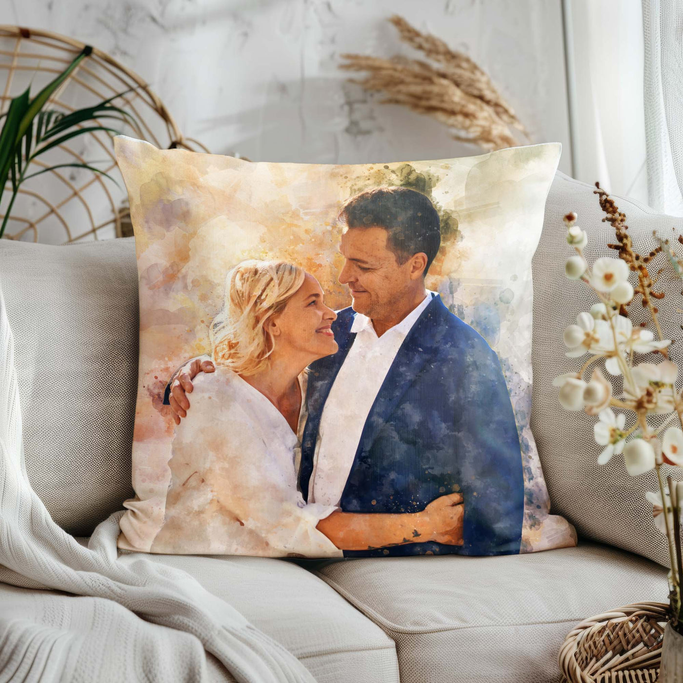 Cushion/Pillow Watercolour Portrait (existing artwork)