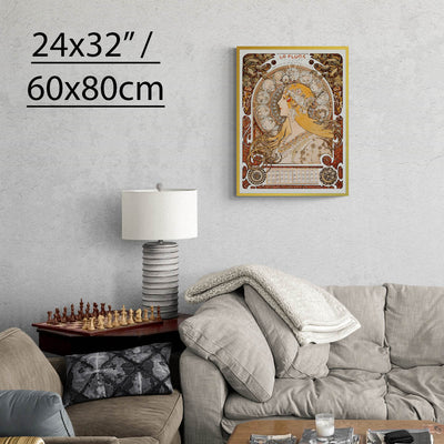 "Zodiaque or La Plume" by Alphonse Mucha on Framed Canvas, Acrylic, Canvas, Framed Prints or Print-only