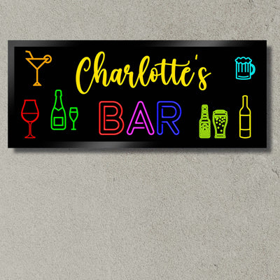 Illuminated Artwork "Neon Bar Sign" with Personalisation