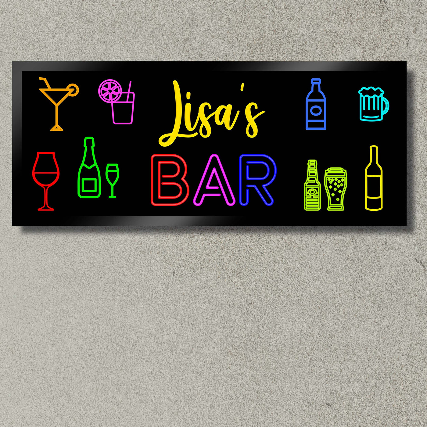 Illuminated Artwork "Neon Bar Sign" with Personalisation