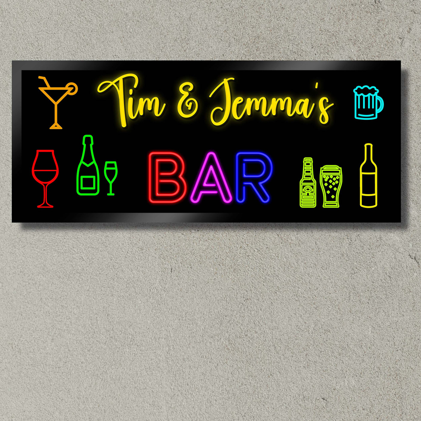 Illuminated Artwork "Neon Bar Sign" with Personalisation