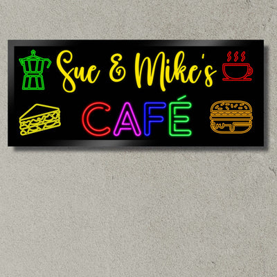Illuminated Artwork "Neon Cafe Sign" with Personalisation
