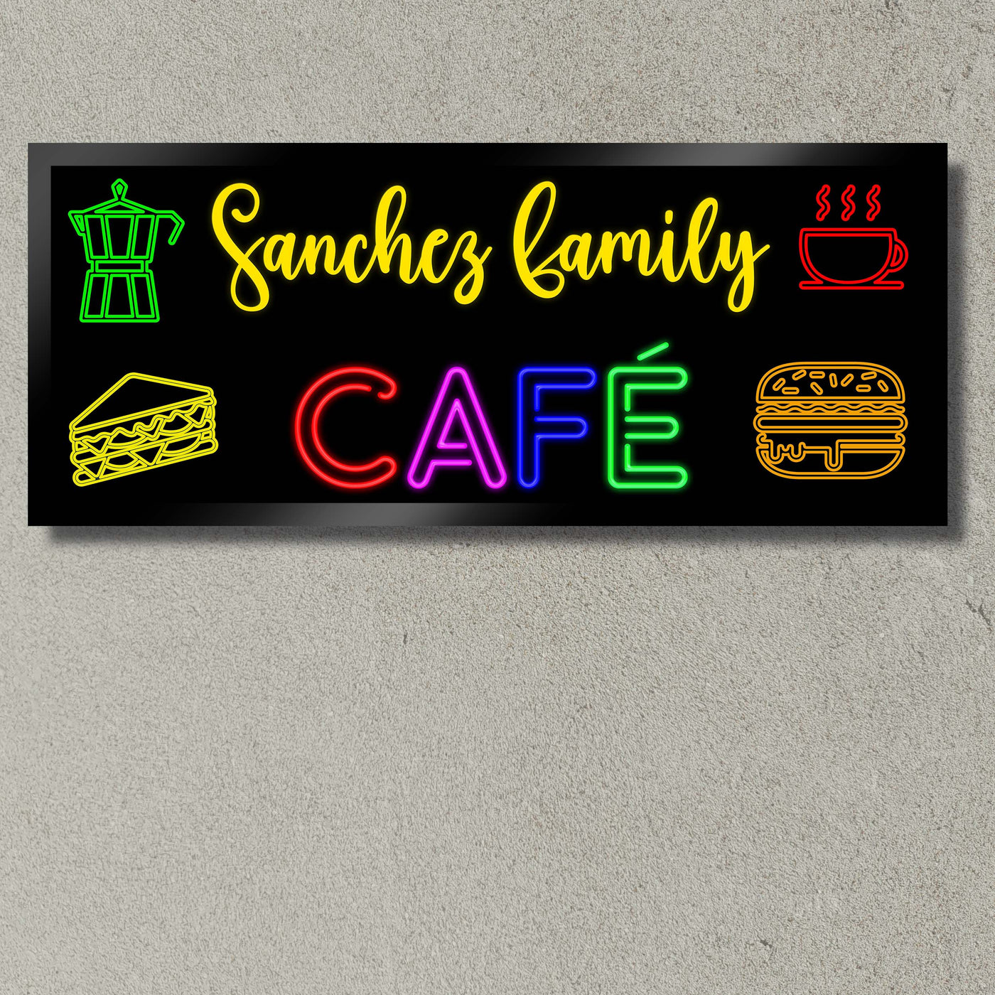 Illuminated Artwork "Neon Cafe Sign" with Personalisation