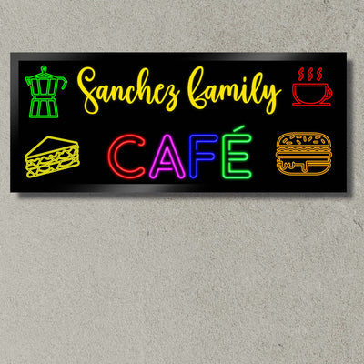 Illuminated Artwork "Neon Cafe Sign" with Personalisation