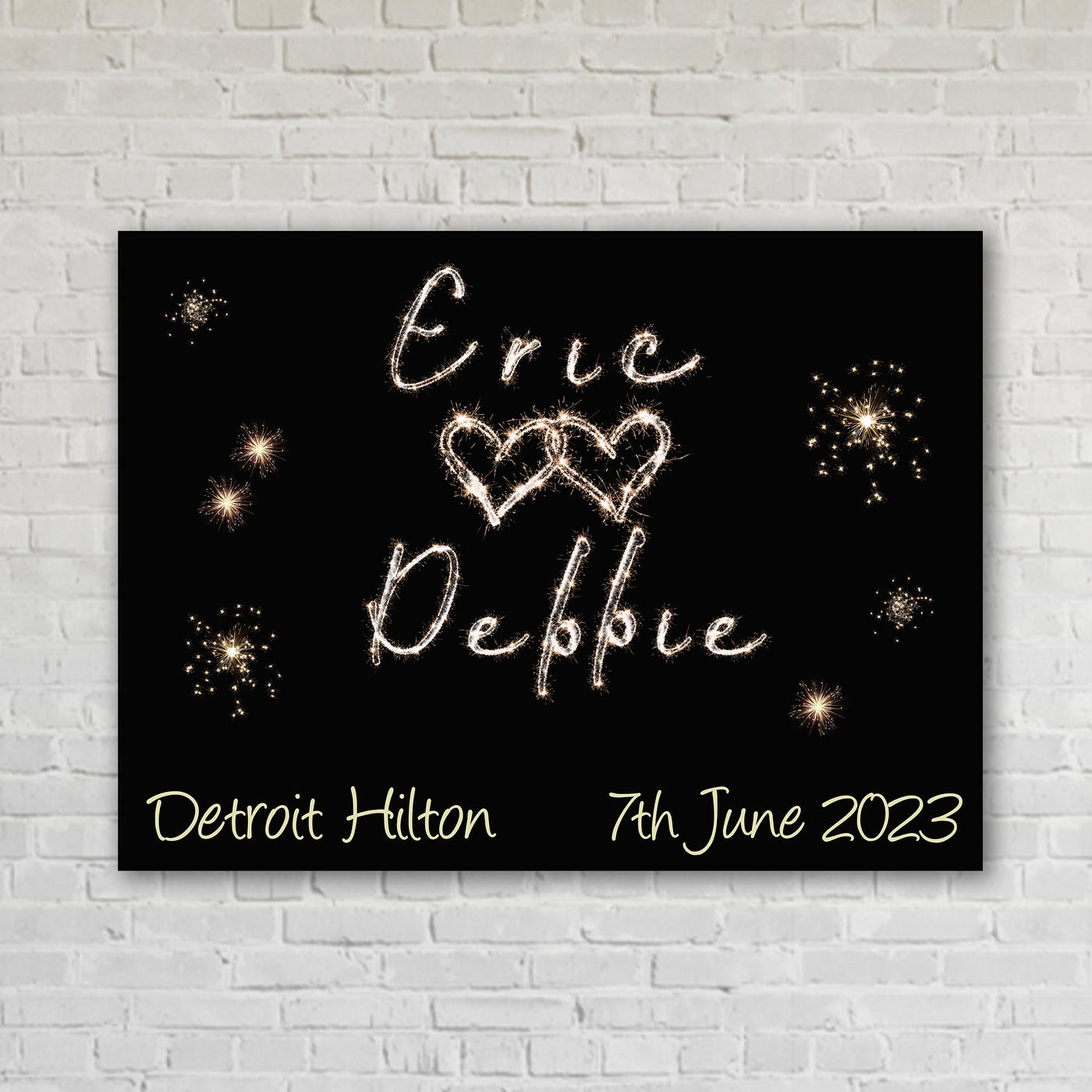 Sparkler Couples Names Custom Artwork
