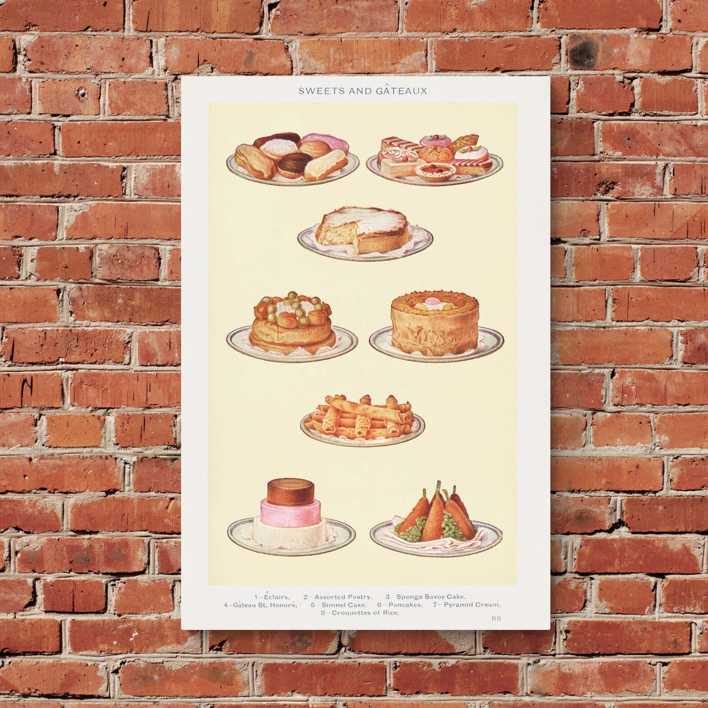 "Mrs Beeton's Sweets and Gateaux" on Framed Prints, Canvas, Aluminium, Acrylic or Print-only