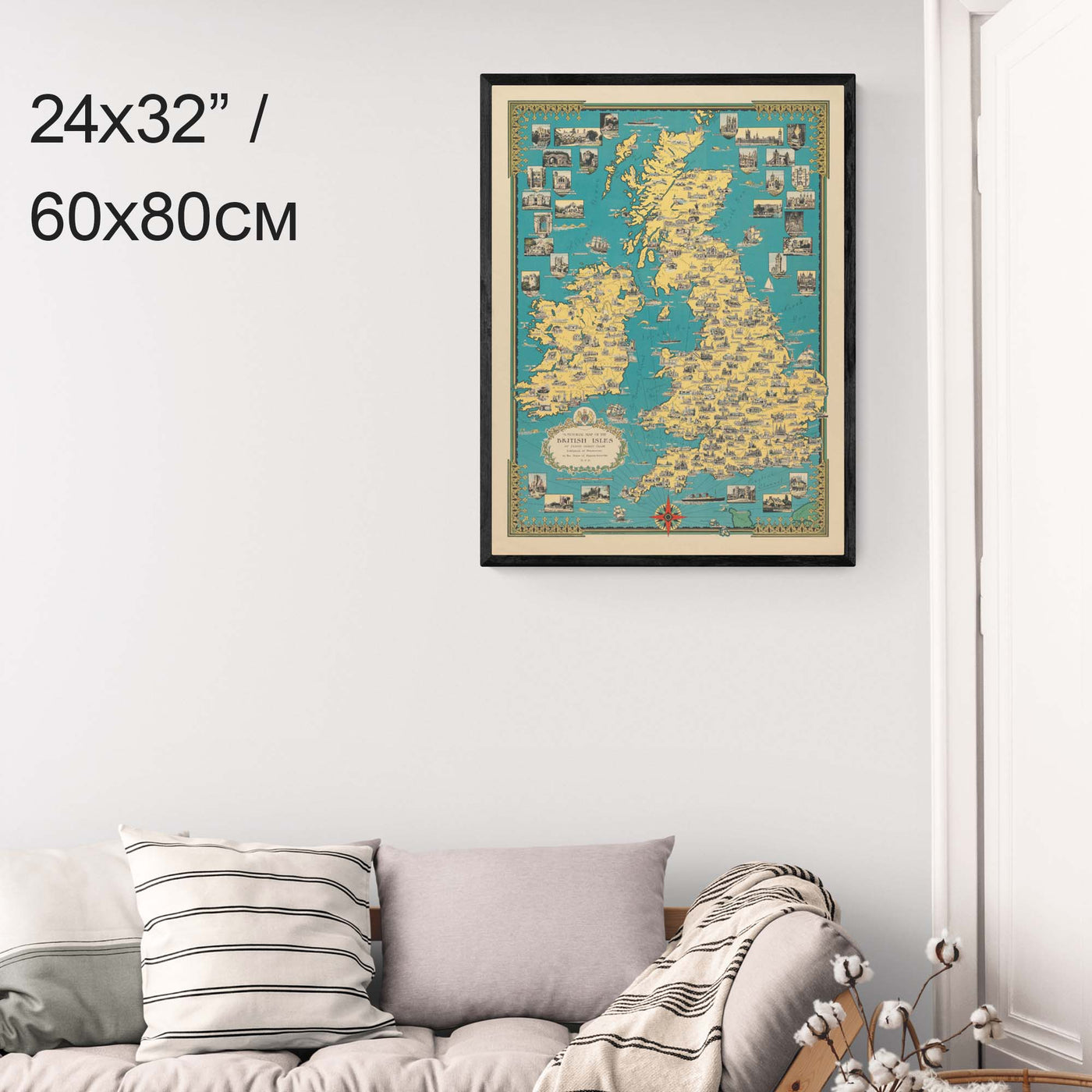 "Pictorial Map of the British Isles" on Framed Prints, Print-only, Aluminium, Acrylic, Canvas