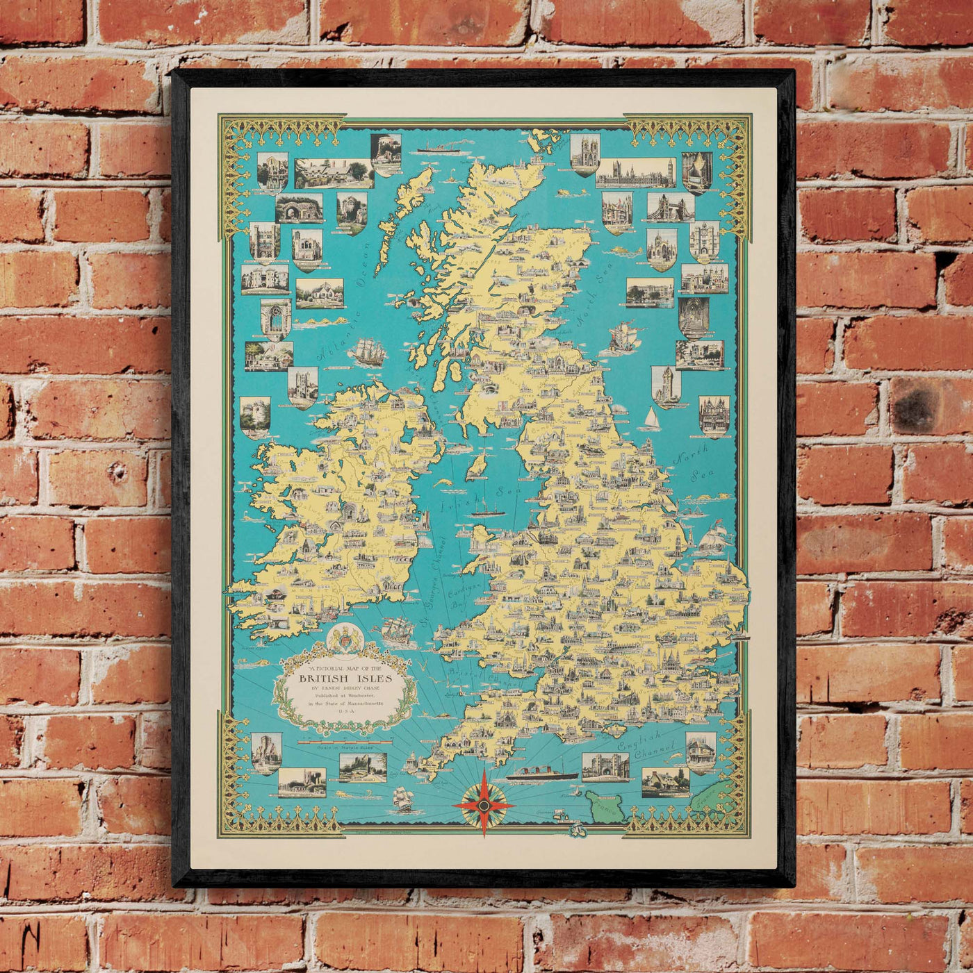 "Pictorial Map of the British Isles" on Framed Prints, Print-only, Aluminium, Acrylic, Canvas