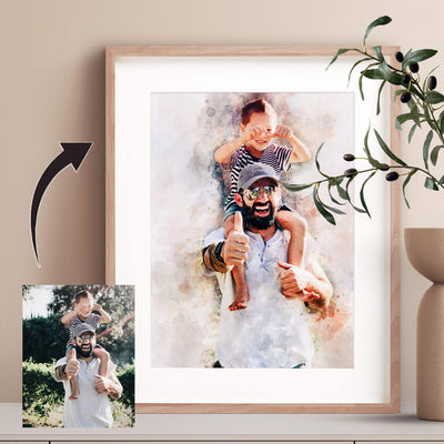 Fathers Day Personalised Watercolour Portrait