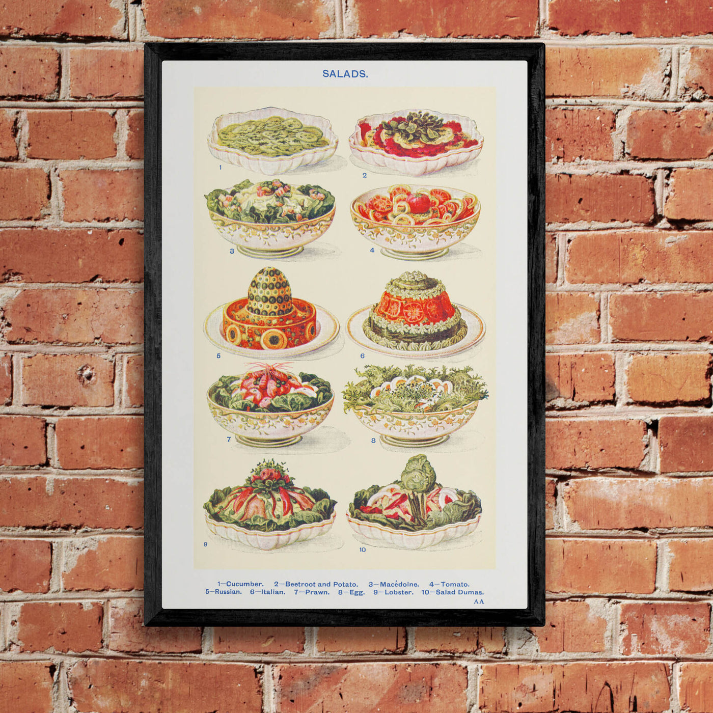 "Mrs Beeton's Salads" on Framed Prints, Canvas, Aluminium, Acrylic or Print-only
