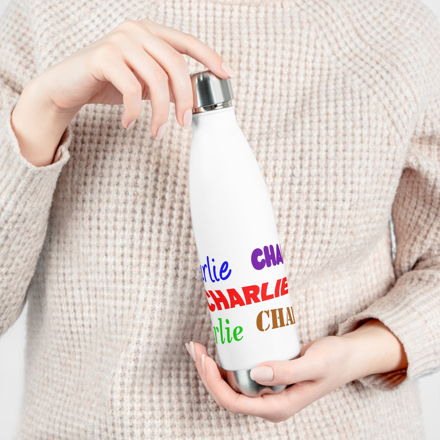 Personalised Steel Water Bottle - Colourful Name Design