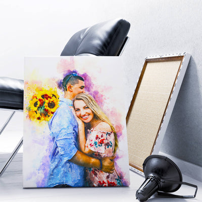 Personalized Watercolor Portrait - Canvas